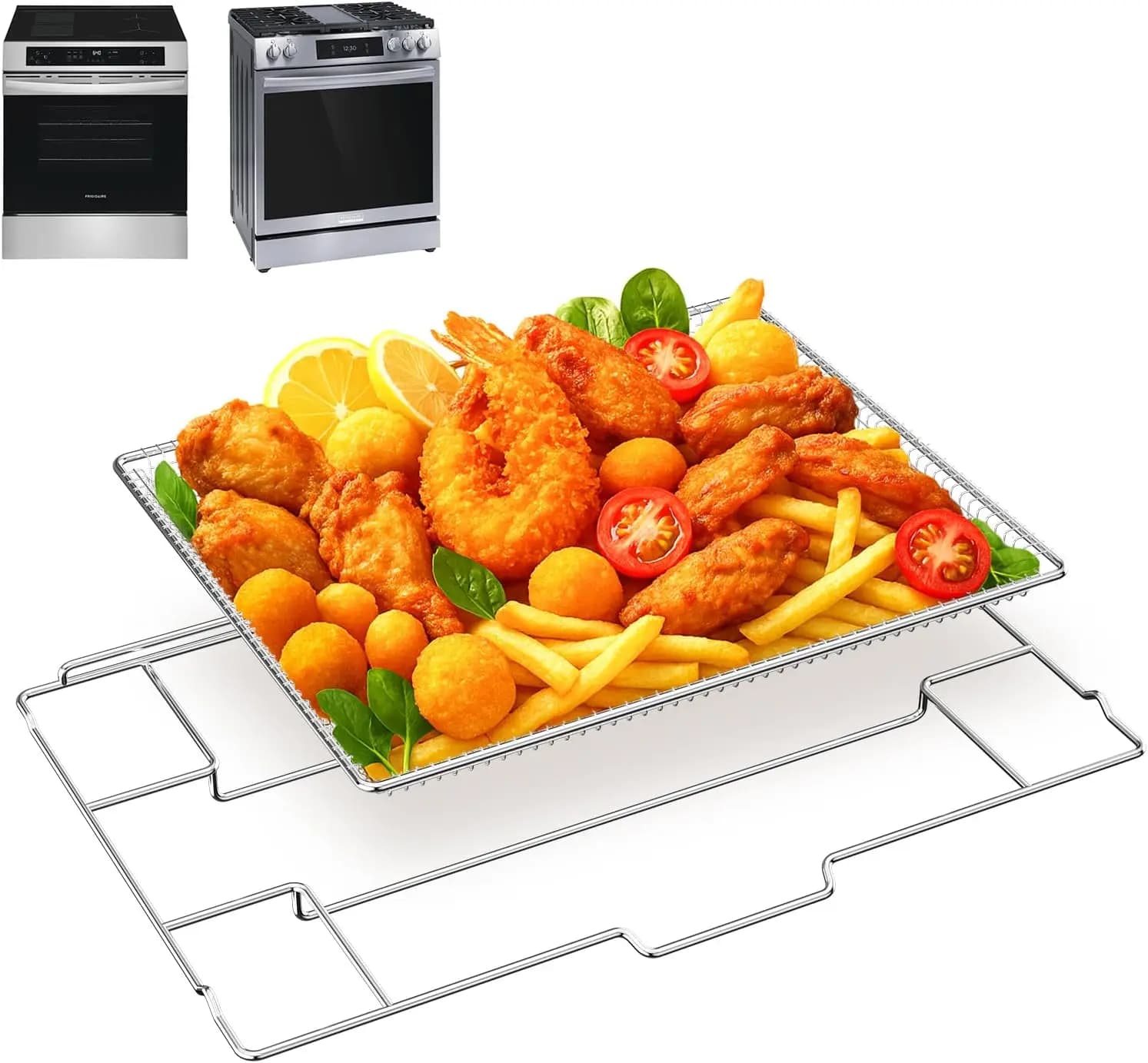 Universal Set of Stainless Steel Trays and Cestelli for Air Fryer, for Gas and Supplies
