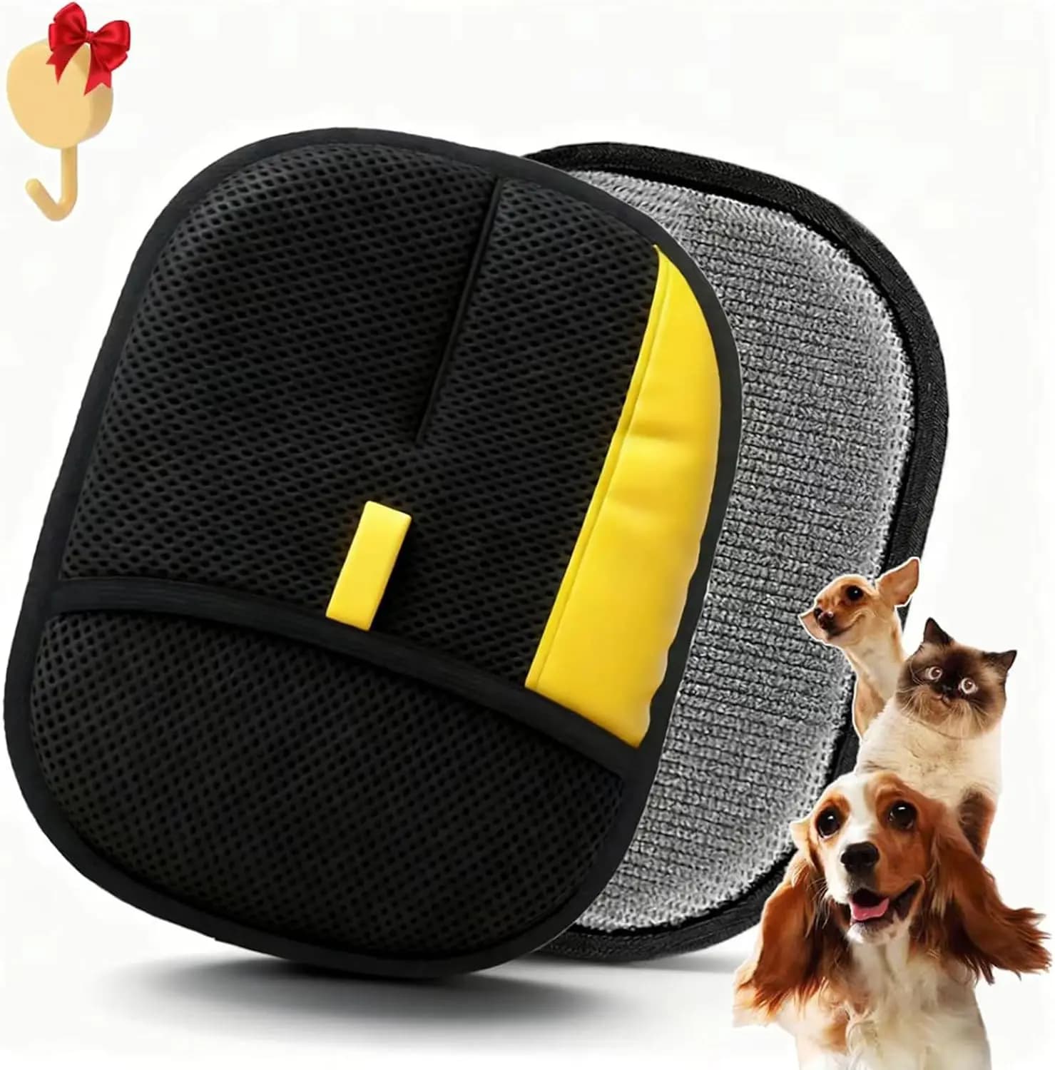 Guanto per la rimozione dei peli di animali domestici, 2 pezzi, strumento elettrostatico rinforzato e riutilizzabile per cani e gatti, divani, lenzuola, tappeti