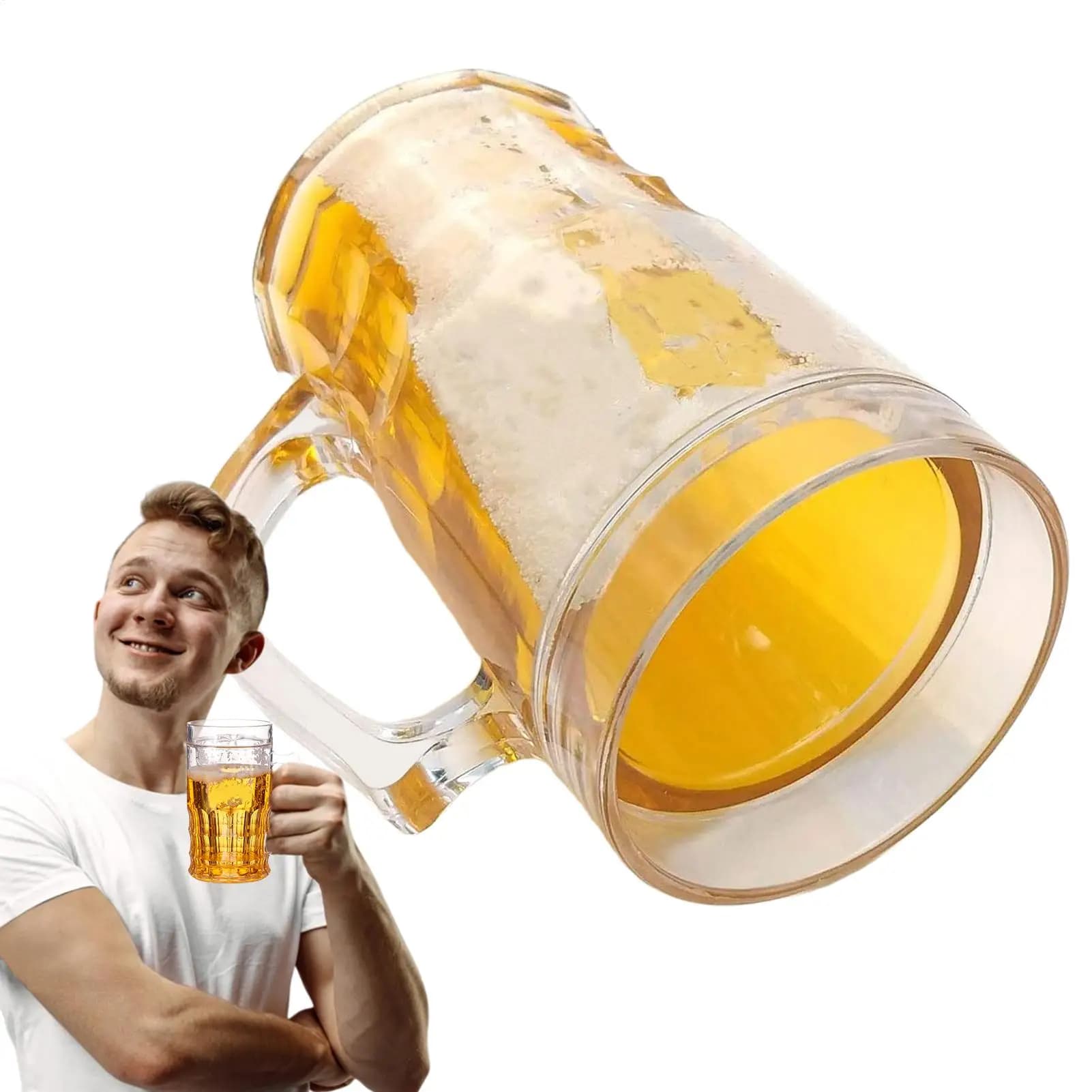Bicchiere da birra a doppio strato 450ml Boccale da birra Tazza Divertente tazza d'acqua Lavastoviglie Serbatoio d'acqua Sicuro Festa Divertimento Scherzo Ornamenti da scrivania Dispenser