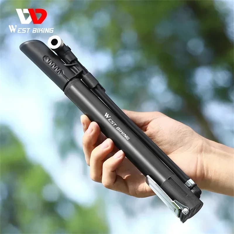 WEST BIKING Pompa portatile per bici da strada MTB 120 PSI Pompa d'aria manuale con manometro Pompa da pavimento Gonfiatore per pneumatici Accessori per ciclismo
