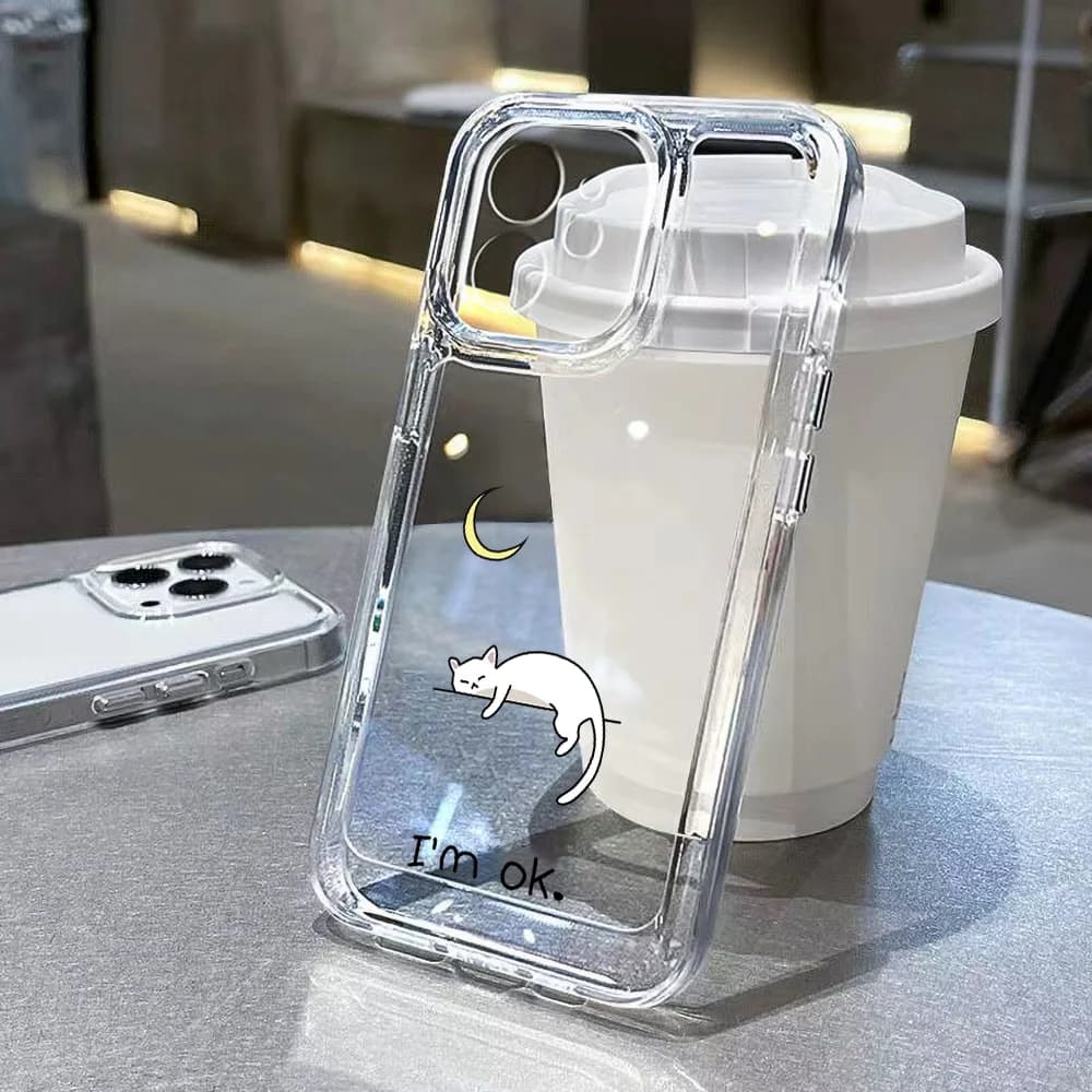 Custodia Trasparente Astratta per iPhone 17 Pro Max 16 15 11 12 13 14 Pro Max Air X XS Max XR 16e iPhone17, Cover Posteriore Morbida in TPU Anti-caduta