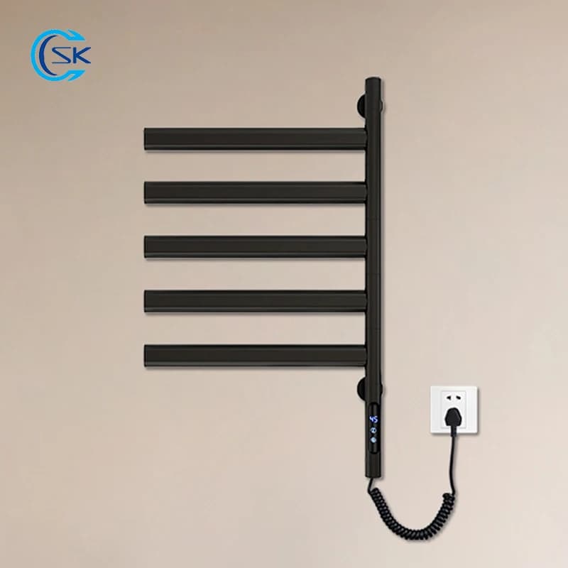 Black Swivel Bath Scaldasalviette, Temperature Control Timing, Electric Heated Towels, Stainless Steel Electric Towels