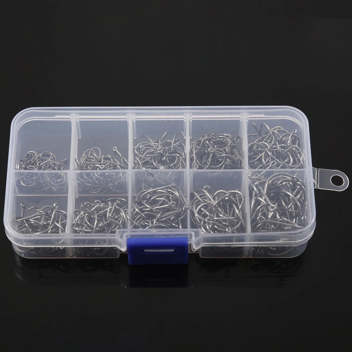 ! Hot sale!! 500 pieces fishing hooks with box for fishing gear with hole, 10 carbon steel dimensions
