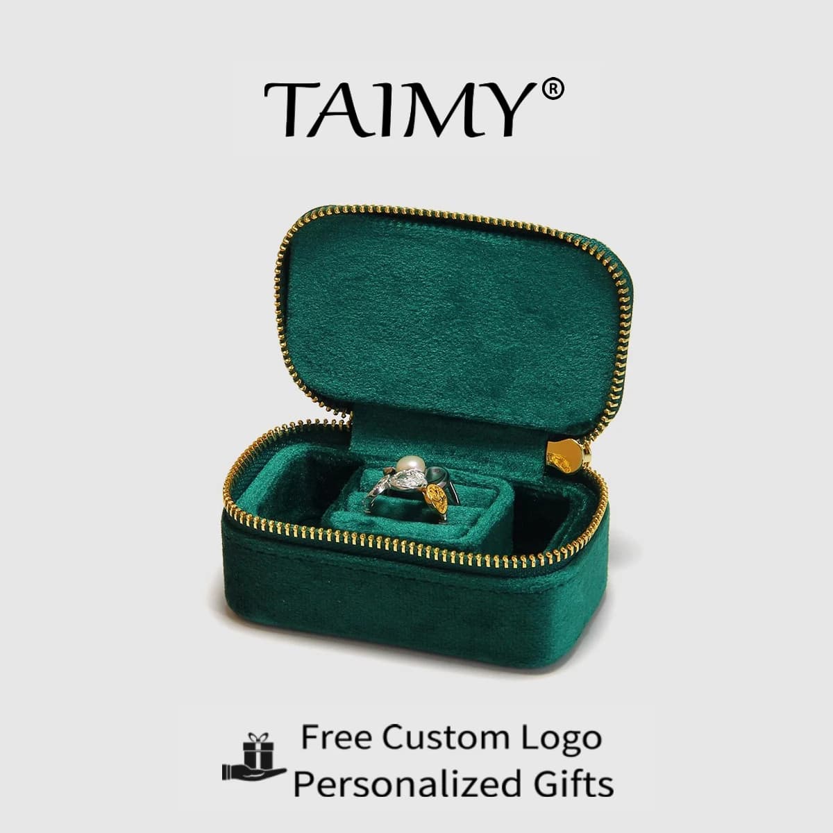 TAIMY Velvet Jewellery Mini Travel Removable Ring Earrings Case Custom Logo Gifts Organizer Jewelry