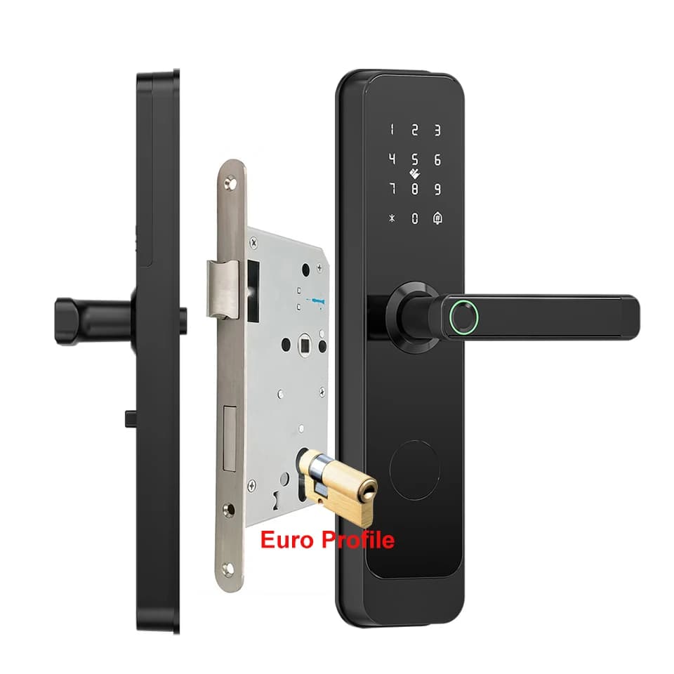 7255 Euro Hotel Smart Door Lock Keyless Wifi/BLE/RFID Card Operated Aluminum Euro Mortise Digital Code Fingerprint Recognition