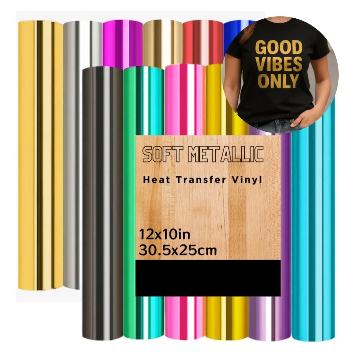 Fogli di vinile a trasferimento termico cromato-12" X10" Specchio morbido Ferro metallico su vinile, foglio metallico Vinile HTV per magliette e taglierina artigianale
