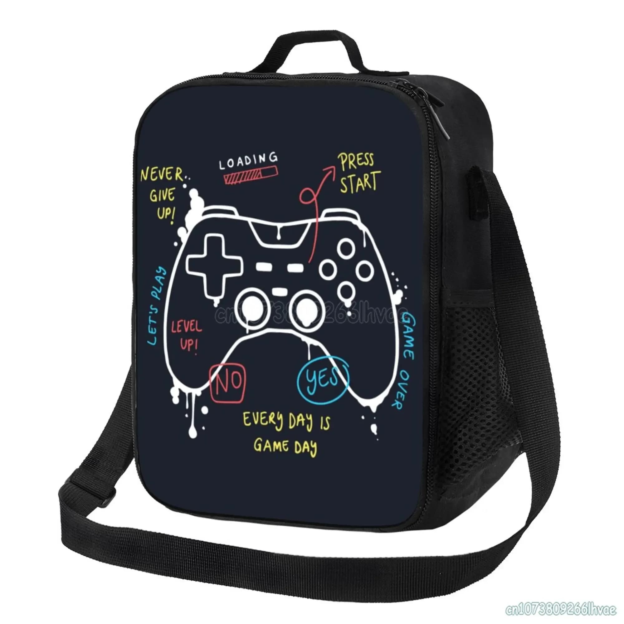 Videogioco Arma Giocatore Gioca a giochi Borsa da pranzo isolata Tote Borsa Contenitore per alimenti Borsa termica per ufficio scolastico da spiaggia
