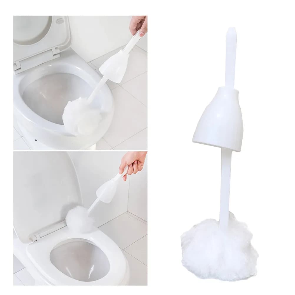 Spazzola per WC in Materiale Premium, Montaggio a Parete per Bagno, Uso Duraturo, Coperchio con Sistema di Spremitura dell'Acqua, Resistente alla Muffa, Bianco