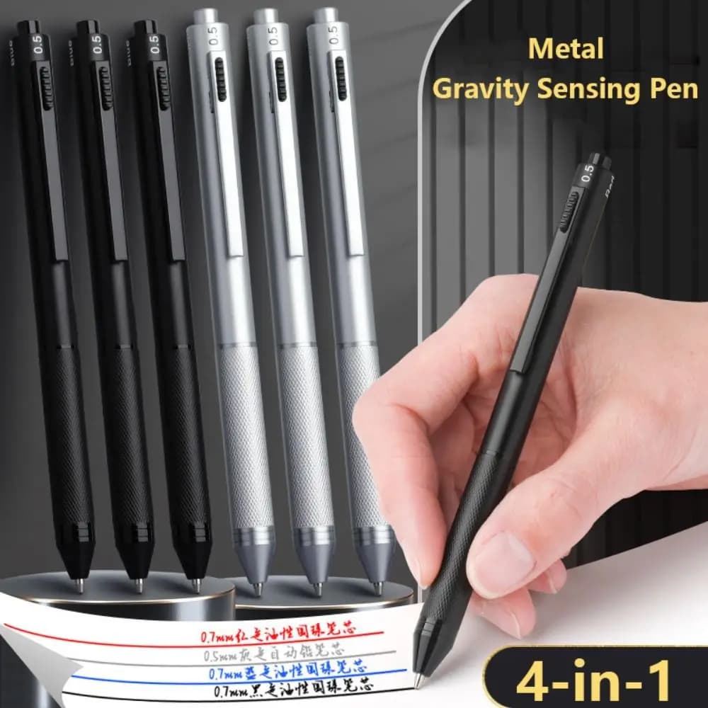 Fashion Metal Gravity Sensor Pen 4 in 1 Press Type Multi-Function Gel Pen Neutral Pen School Office