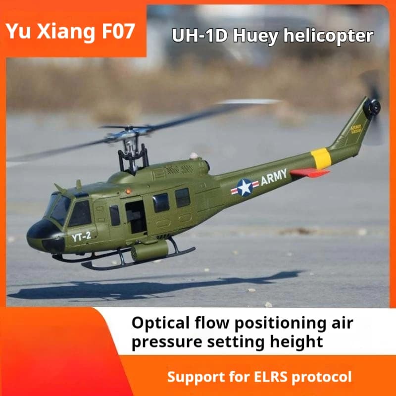Yuxiang F07v Huey Uh1d Elicottero telecomandato realistico Modello ad alta simulazione di elicottero acrobatico 3D a sei canali
