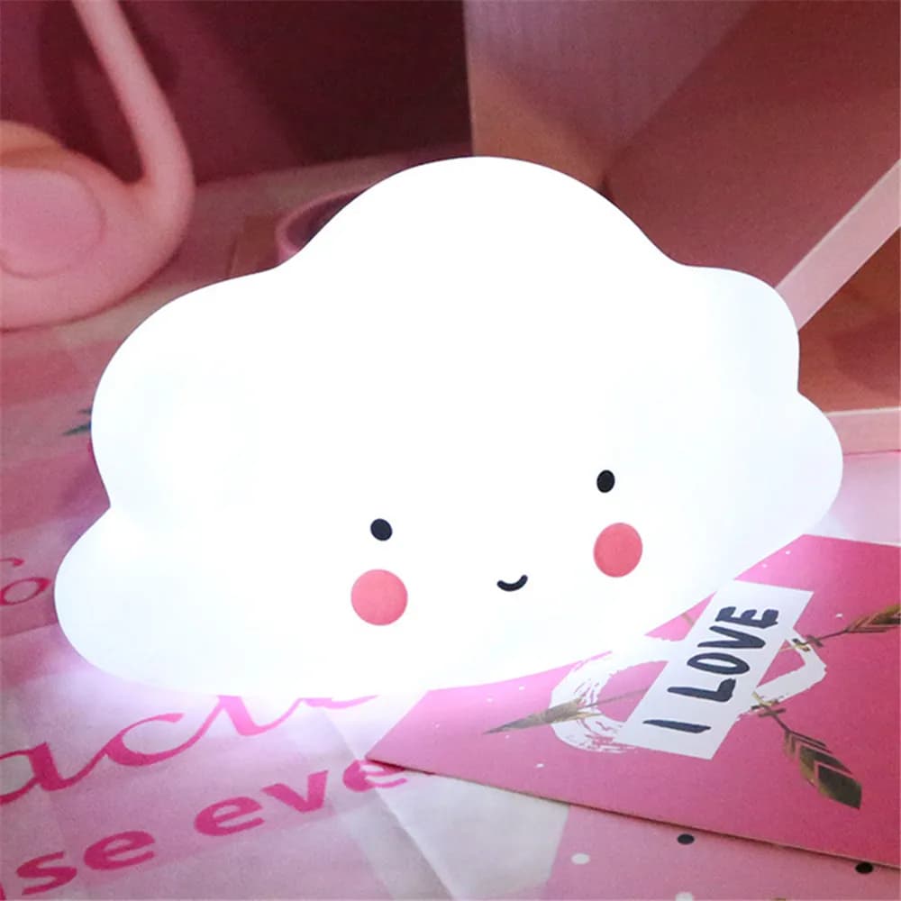 Pulsante a forma di nuvola batteria luce notturna bambini luce Baby Nursery lampada camera da letto sonno per bambini ragazza giocattolo regalo di natale
