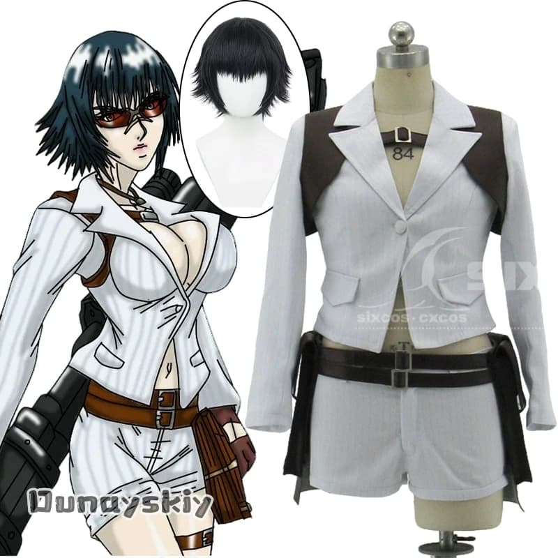 Gioco DMC 4 Lady Mary Costumi Cosplay Estate Casual Sexy Scollo a V Camicia Due Pezzi Set Outfit Lady Mary Anime Parrucca Prop Abiti