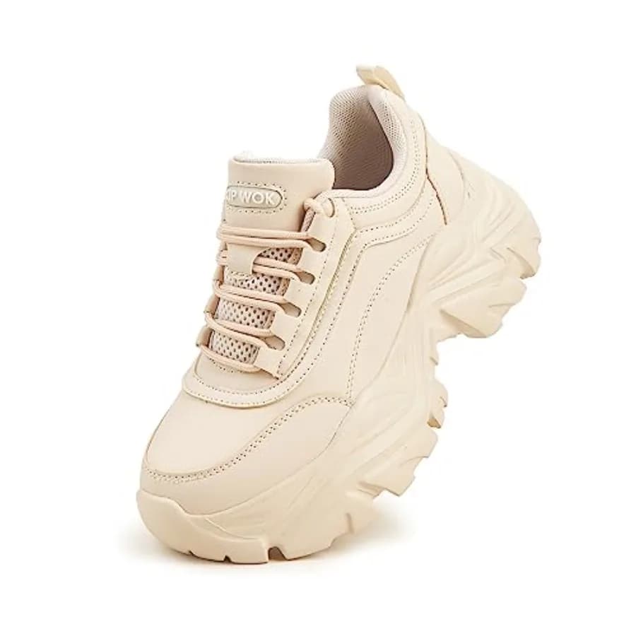 K KIP WOK Sneakers Chunky da Donna, Scarpe Casual in Pelle con Plateau, Comode Sneakers Sportive con Zeppa