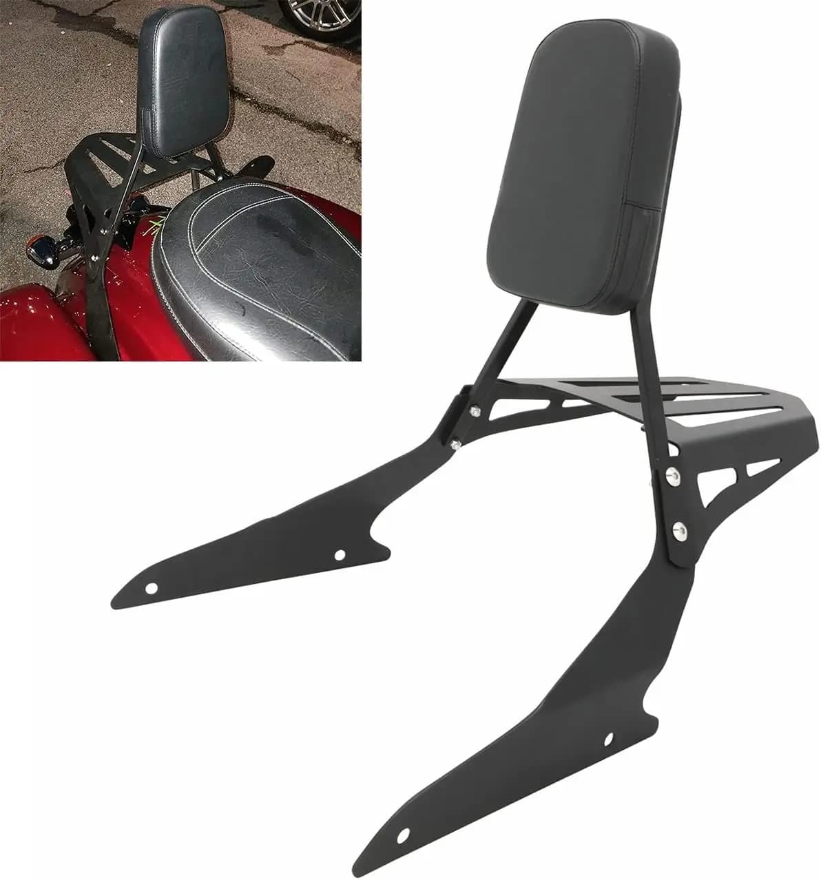Sissy Bar passenger back with rack and cushion, compatible with SUZUKI BOULEVARD M109R 2006-2014, M109RZ L 2007-2009, 2008-09