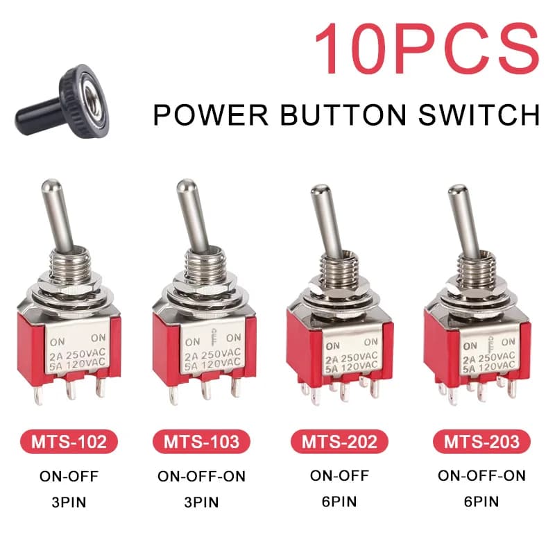 10 pcs 3/6 Pin Mini Switches MTS-102 103 MTS-202 203 Levetta Switch ON-OFF-ON Micro Switch with Welding Terminal Waterproof Carpet