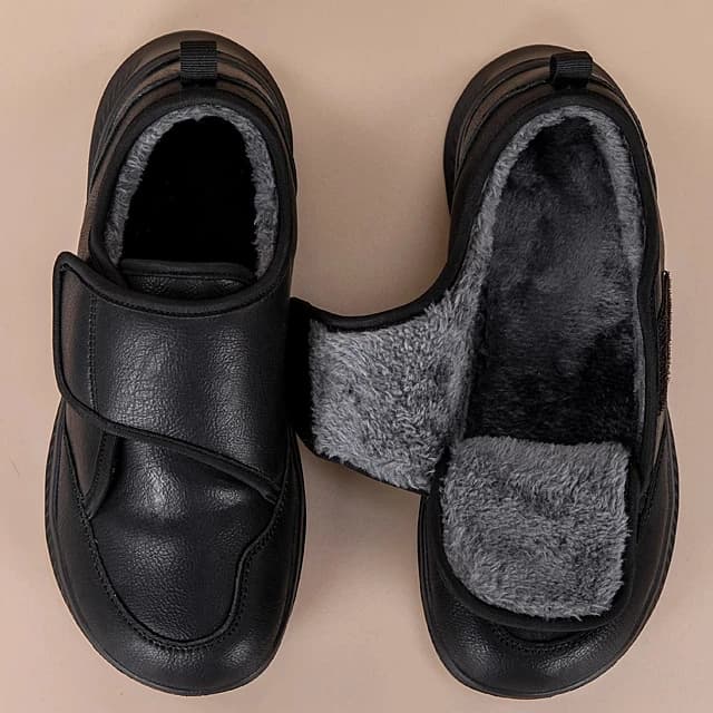 Winter Middle-Aged Elderly Adjustable Wide Toe Box Shoes for Unisex Soft Leather Sneakers Orthopedic Shoes for Swollen Foot