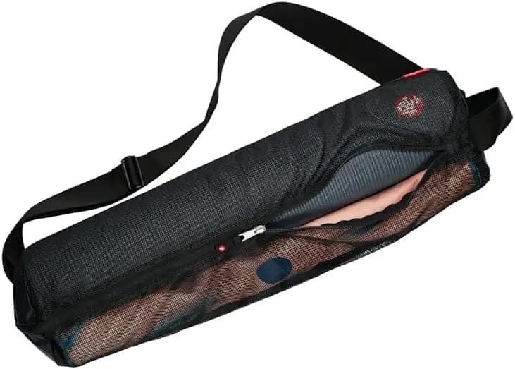 Yoga mat bag with full zipper, adjustable shoulder strap and pocket, suitable for most mats for easy transport