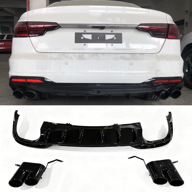 Kit Carrozzeria Auto in Vendita, Versione Normale S-line, Diffusore Posteriore con Terminale di Scarico per Audi A4 S4 B9.5 Stile RS4 2020-2023
