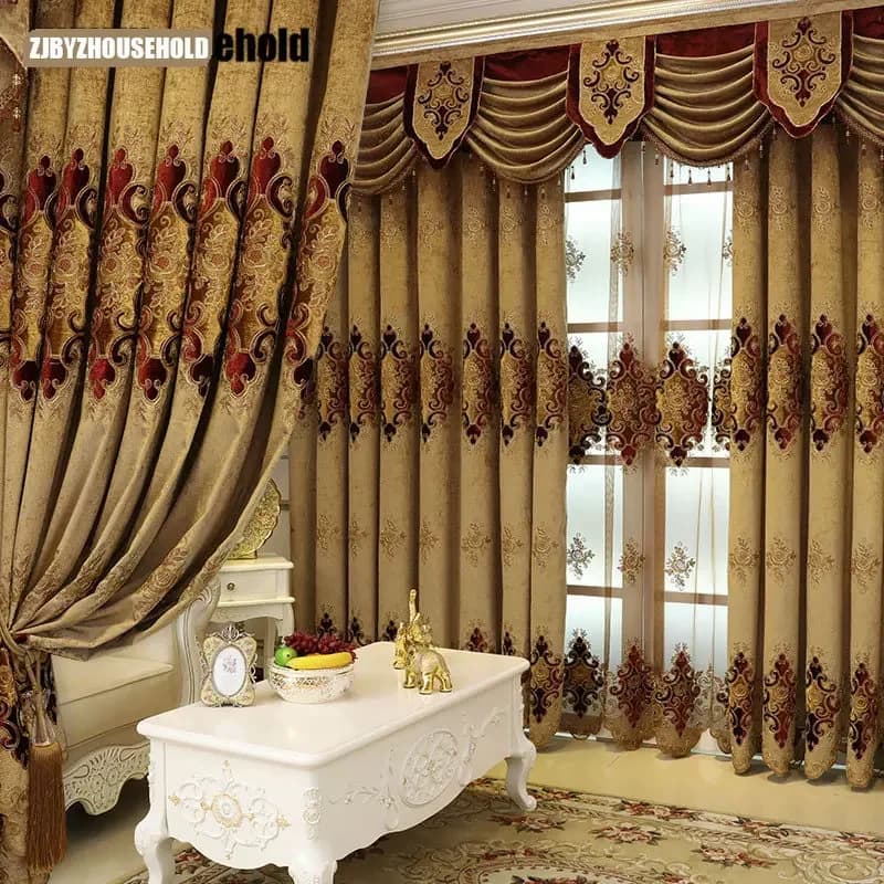 Nuove tende per mantovana ricamate per soggiorno tende per Villa in stile europeo tende per porte e finestre per sala da pranzo camera da letto