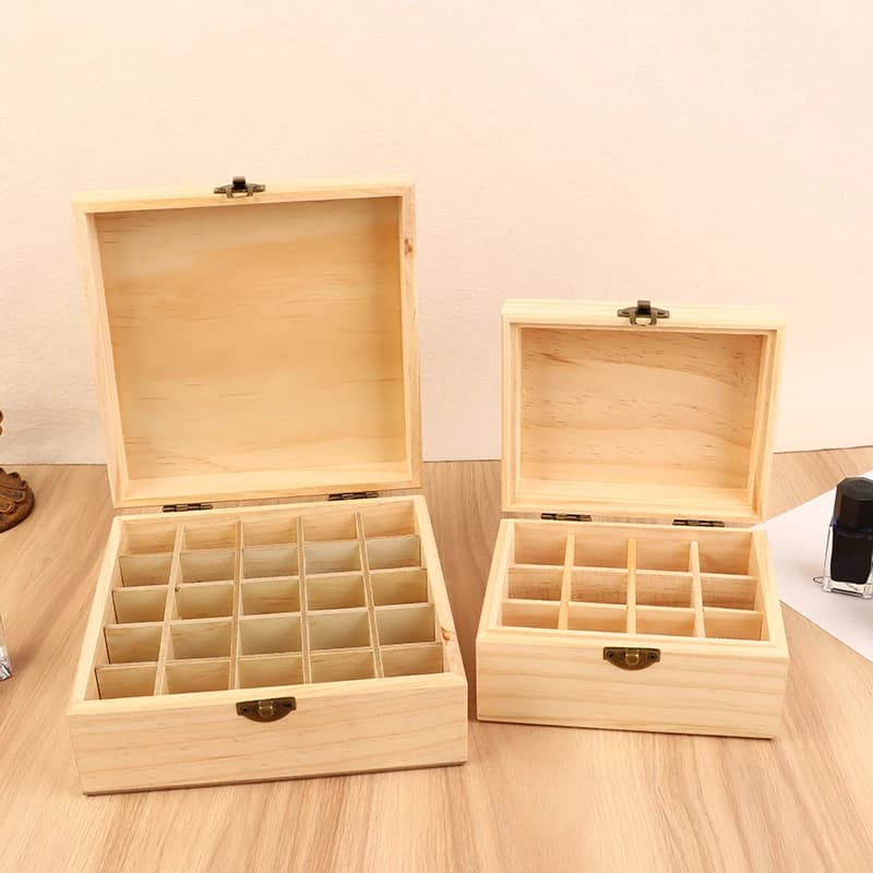 Scatola portaoggetti in legno da 12/25 slot, organizer per il trasporto, bottiglie di olio essenziale, contenitore per aromaterapia