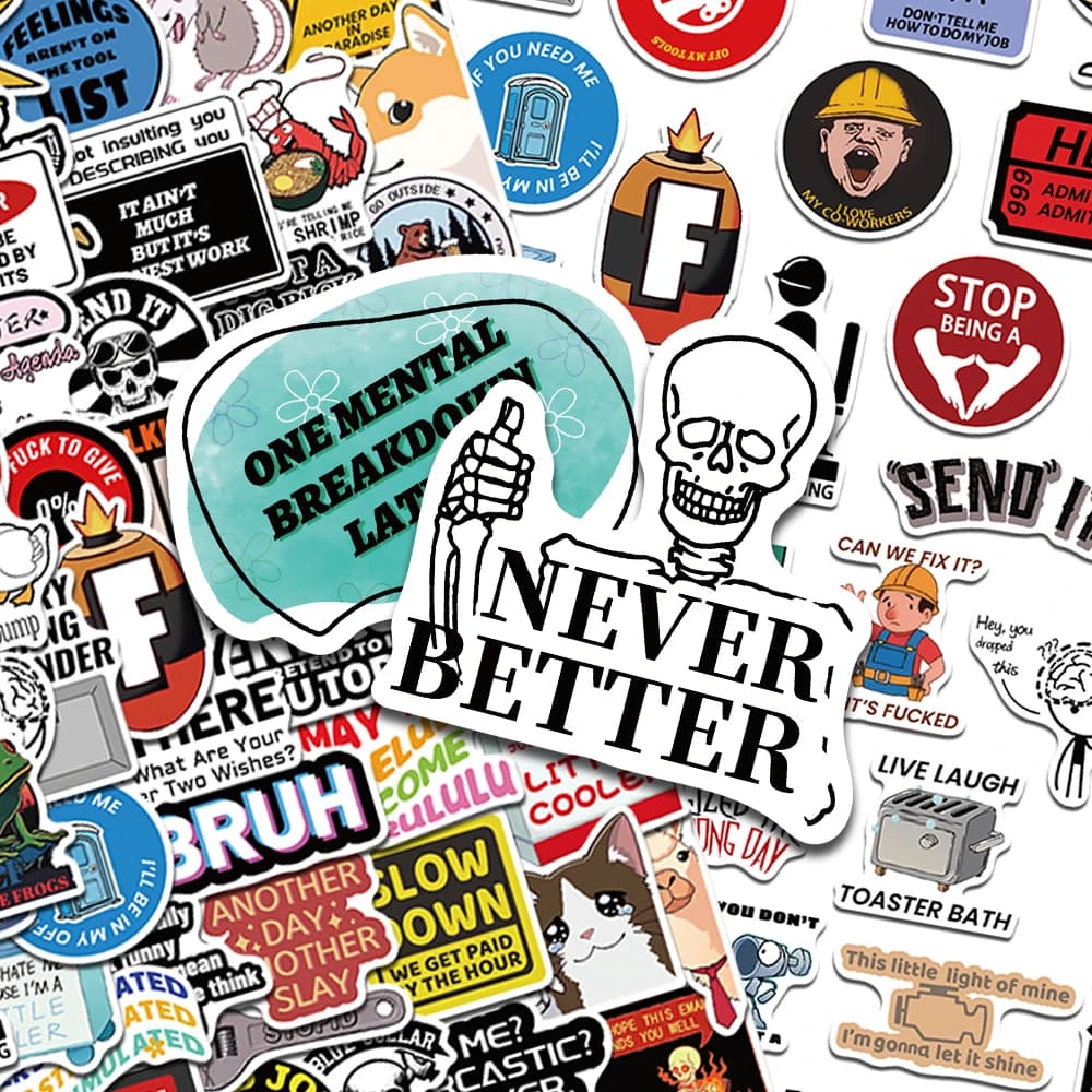 50/100/200pcs Divertente Cartoon Snarky MEME Decalcomanie Degli Autoadesivi Per Il Computer Portatile Bagagli Notebook Chitarra FAI DA TE Estetica Adesivi Regali Creativi