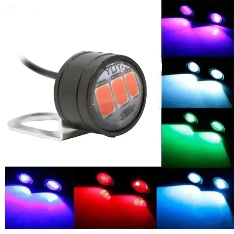 2 pezzi faro luce di guida stroboscopica flash lampada aquila lampada fendinebbia vendita LED nero faretto manubrio moto