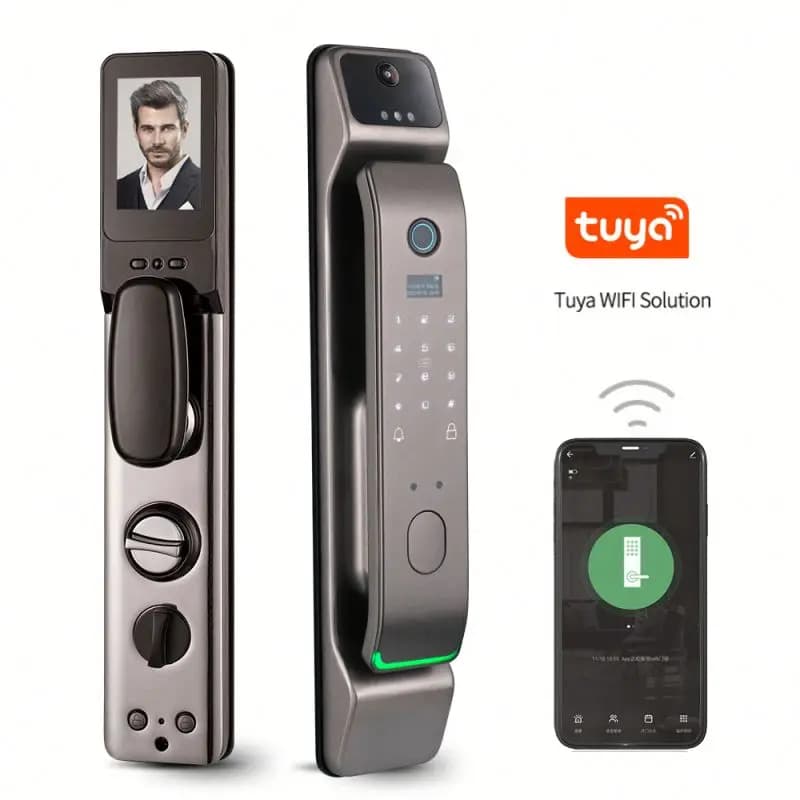 Serratura intelligente di sicurezza multifunzione Tuya Wifi Password Card Accesso remoto Blocco riconoscimento facciale