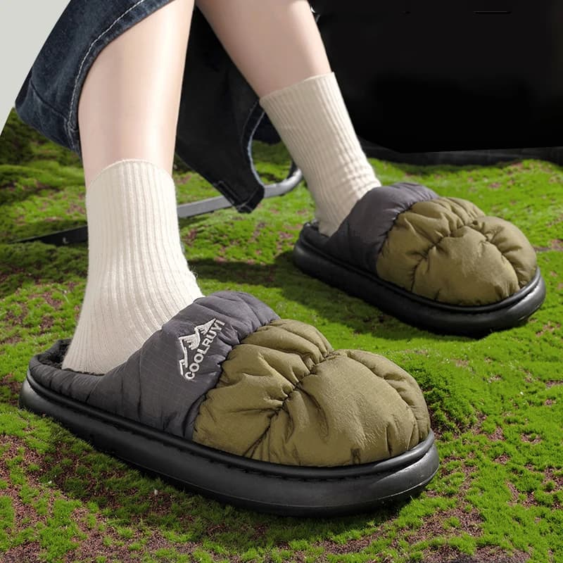 Pantofole da esterno impermeabili in colore misto unisex 2025 Pantofole da donna con fondo spesso in peluche caldo invernale Comfort Coppia diapositive 45