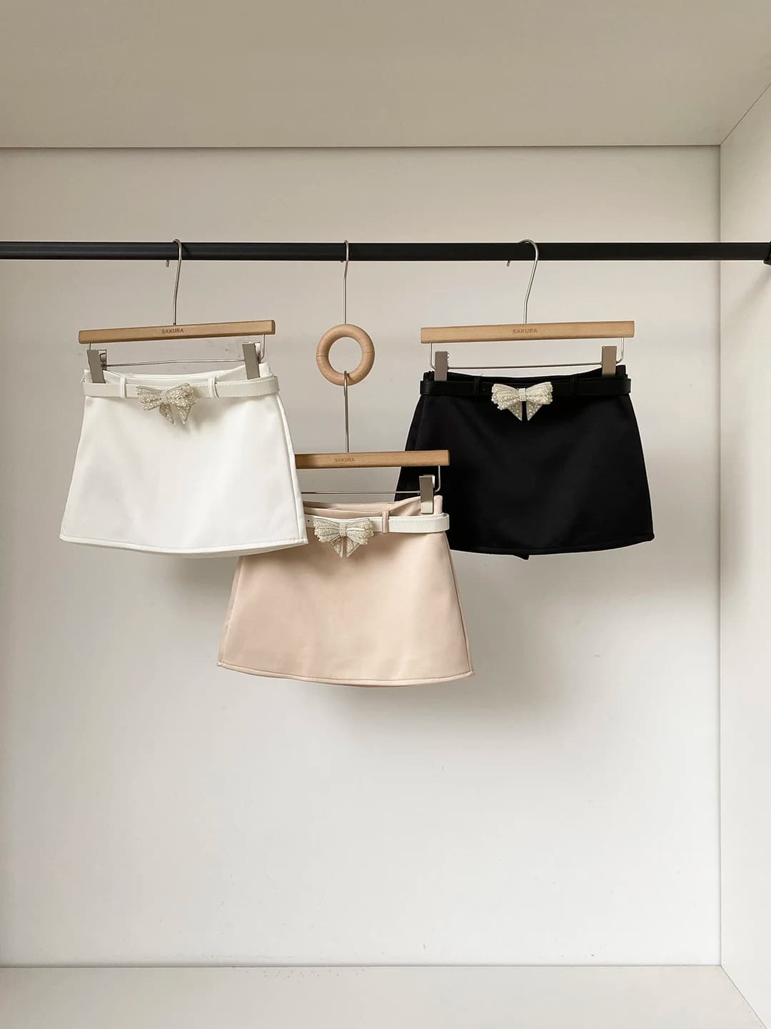 Spring 2026 High Waist Korean Style Versatile Half Skirt with Knot Belt Women's Fashion Commute Polyester Fiber
