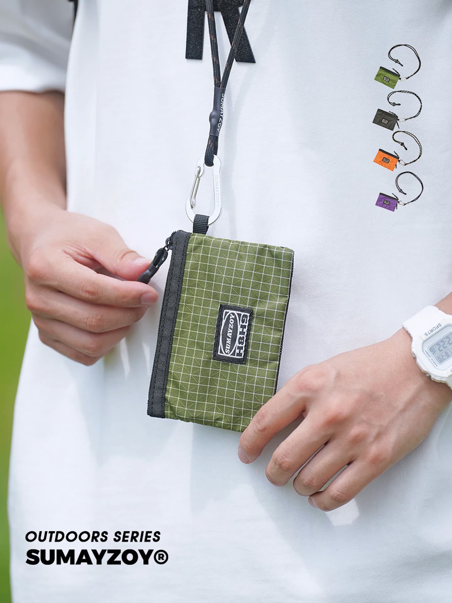 Borsa Leggera Funzionale da Campeggio con Cordino SUMAYZOY, Porta Carte, Cintura Portasoldi da Appendere in Vita, Chiusura a Cerniera, Nylon M