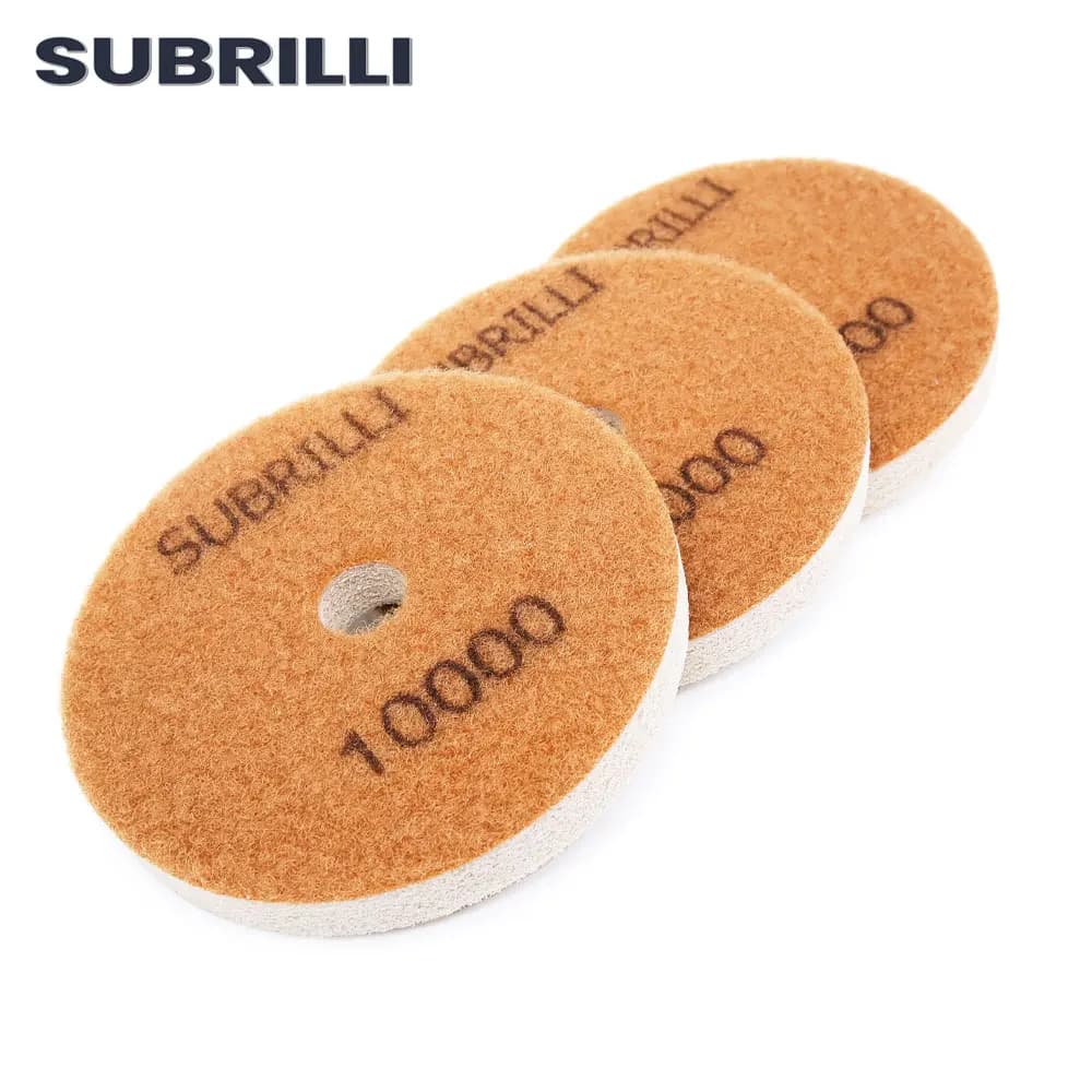 SUBRILLI 3 pcs 4 inch 100mm diamond sponge Blasting boards Marble Artificial stone Terrace Polishing disc for concrete grinding