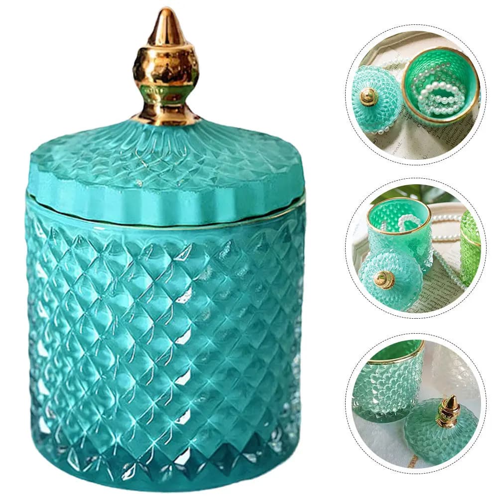 Glass Candy Jar with Airtight Lid for Tea Coffee Beans Nuts Spices Cereal Rice Dried Fruit Jewelry Storage Kitchen Home