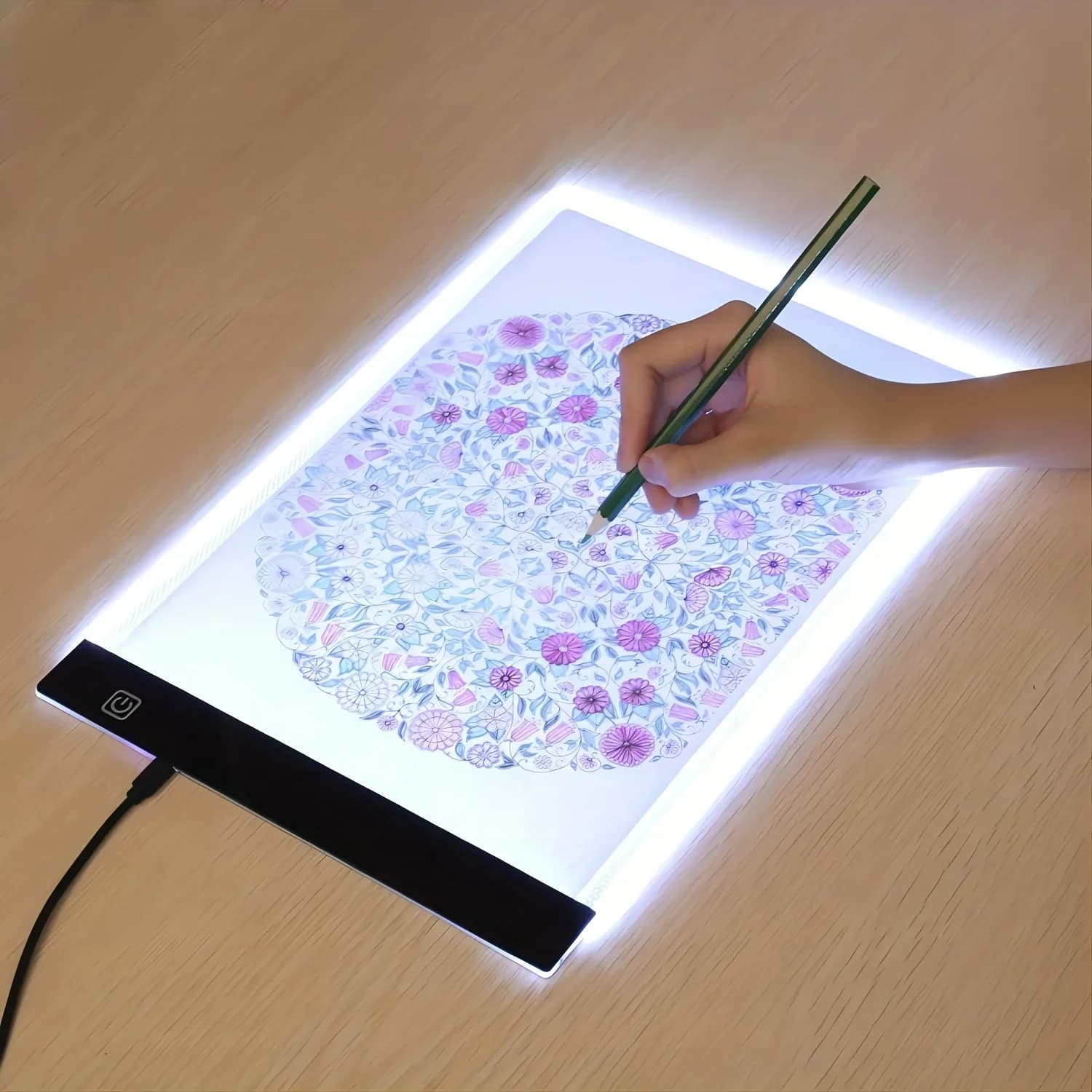 Tavolo da copia a LED Tavolo da disegno per bambini Tavolo da copia trasparente Luminosità regolabile Luce notturna Notebook