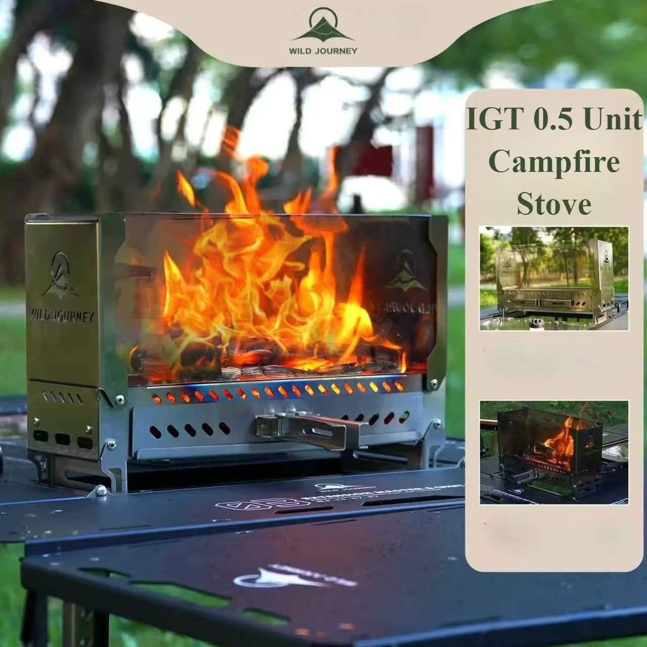 SmiloDon Camping Pieghevole Brasero IGT Half-Unit Fuoco Stufa Desktop Fuoco da campo Furance Antivento Stufa a legna Riscaldatore esterno