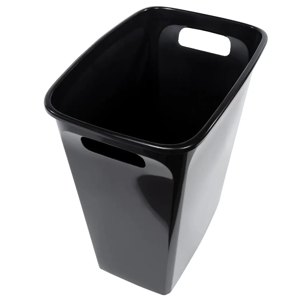 8.8 Gallon Kitchen Step Trash Can Open Top Garbage Bin for Home Office Bathroom, Sturdy Plastic Wastebasket with Smooth Inner Bucket and Comfortable Handle, Easy to Clean, Modern Design in Classic Black