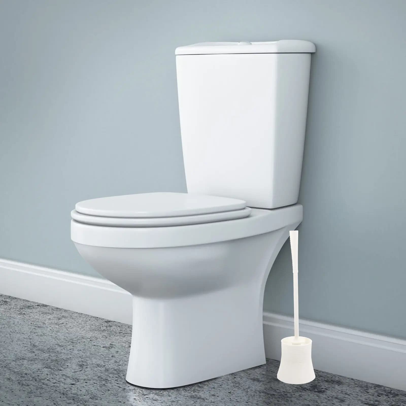 Set Premium di Spazzola per WC in ABS e Nylon con Supporto, Manico Lungo Antiscivolo per Bagno, Hotel, Ufficio, Centro Commerciale, Strumenti per la Pulizia