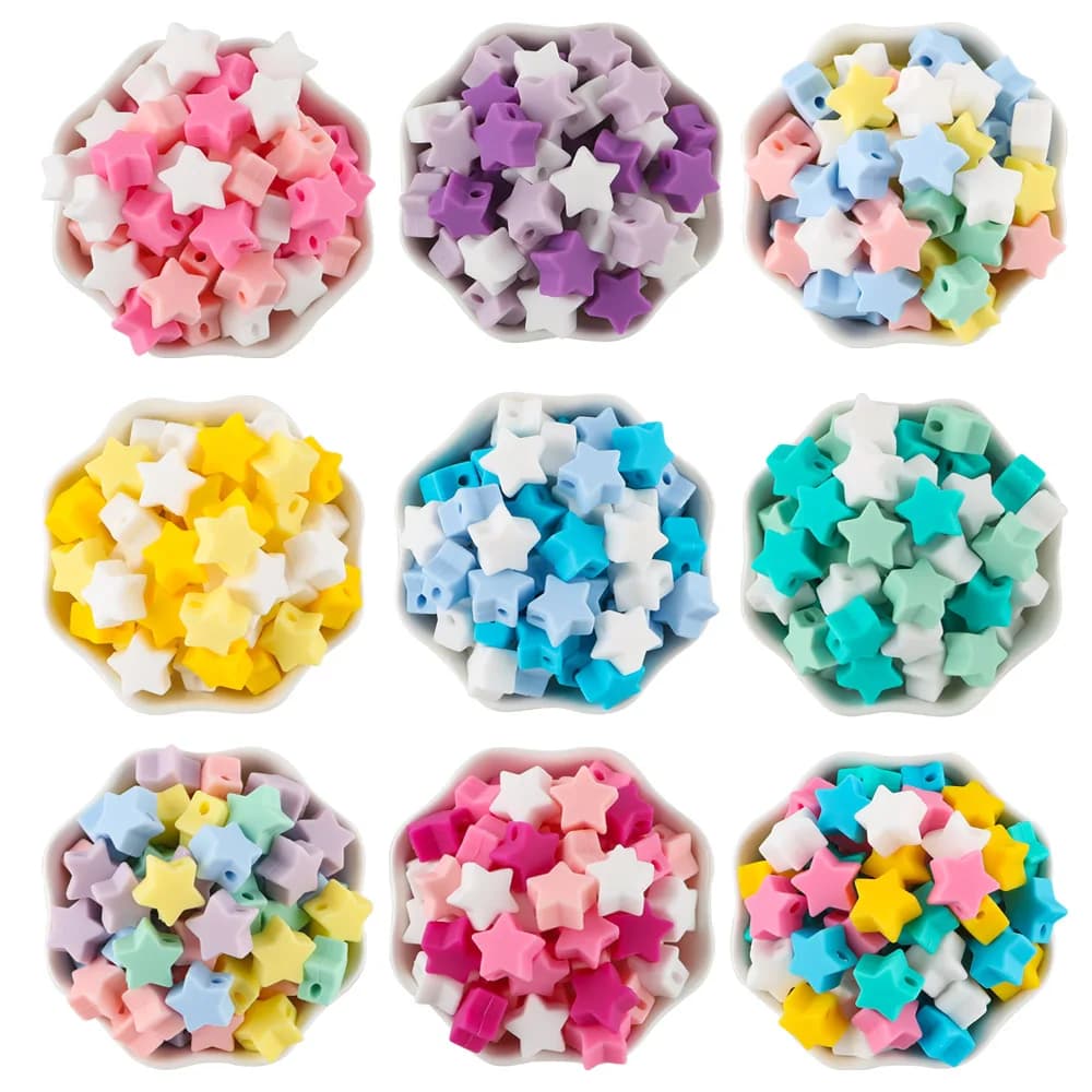 Sunrony 30 pz/lotto Mini Star Perline di Silicone Per La Produzione di Gioielli Bulk Bead Collana FAI DA TE Bracciali Portachiavi Accessori Fatti A Mano