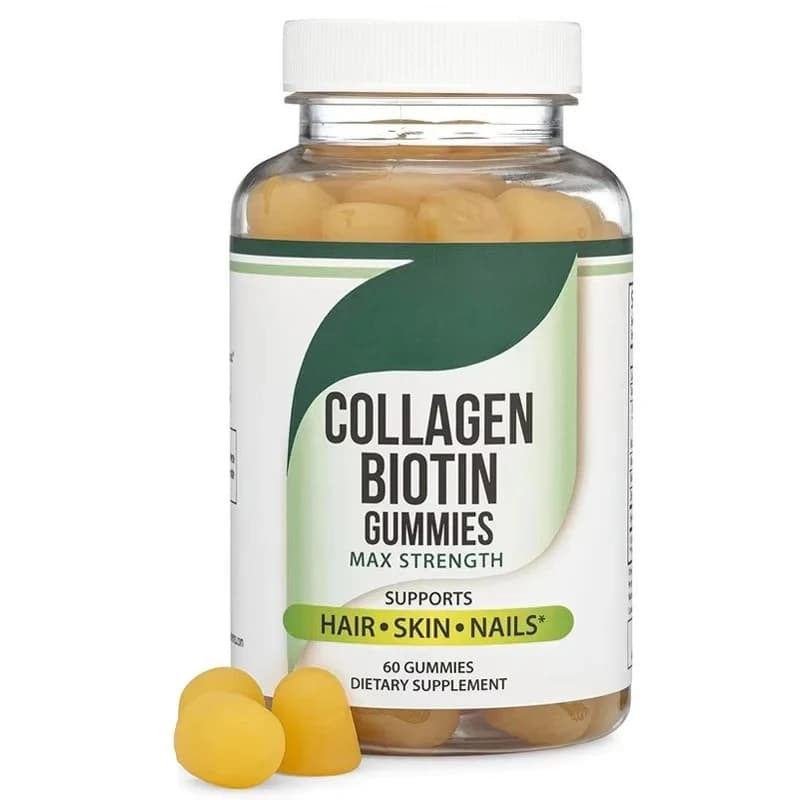60 female collagen gums with high absorption and improved biotin, non-GMO vitamins C, zinc and E for hair, skin and nail health