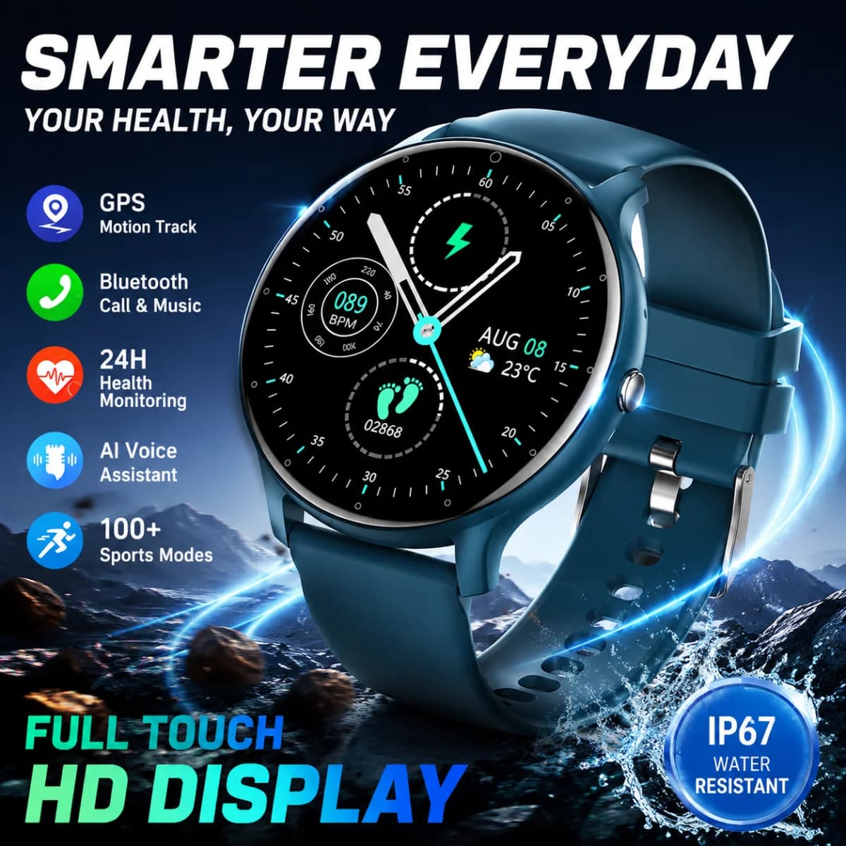 2026 New Smart Watch Men 100+ Sports Modes Heart Rate Monitoring AI Voice Assistant Bluetooth Call Smartwatches Women Men