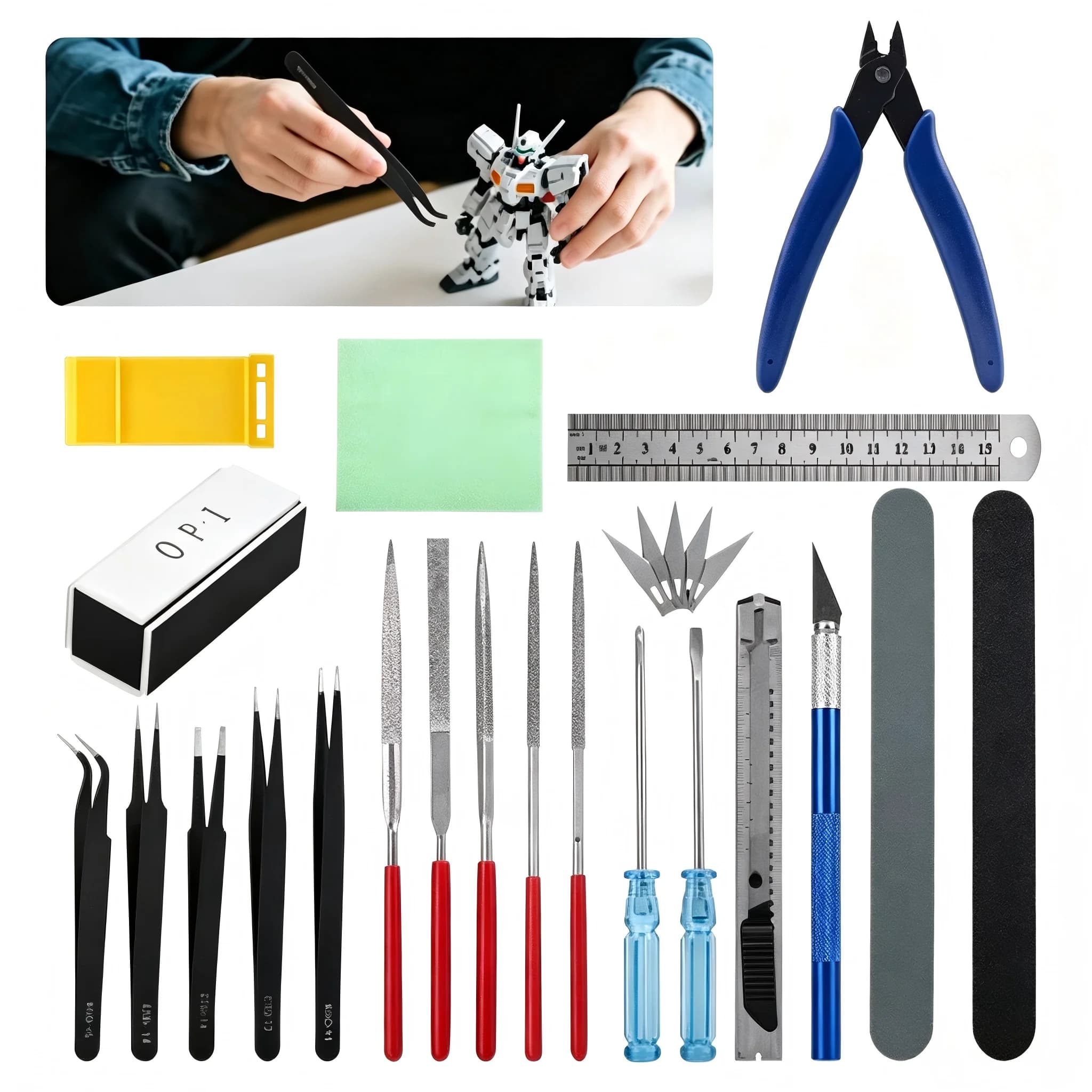 Model Building Tool Kit, Professional Gundam Assembly & Polishing Set, Ideal for Gundam Military Models, Hobby DIY Craft Making
