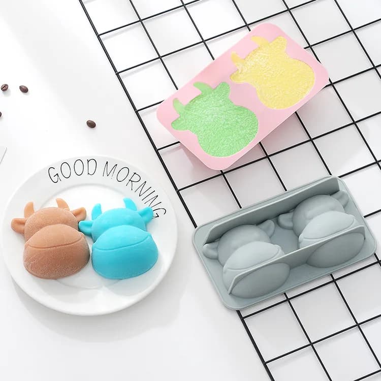 Stampo in silicone a forma di testa di vitello, utensile da forno in silicone, stampo per cubetti di ghiaccio, sapone fatto a mano, stampo per cioccolato