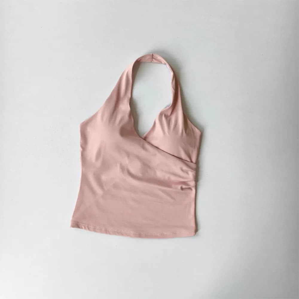 Top Sportivo Sexy con Reggiseno Integrato, Scollo a V, Asciugatura Rapida, Senza Maniche, per Yoga e Fitness