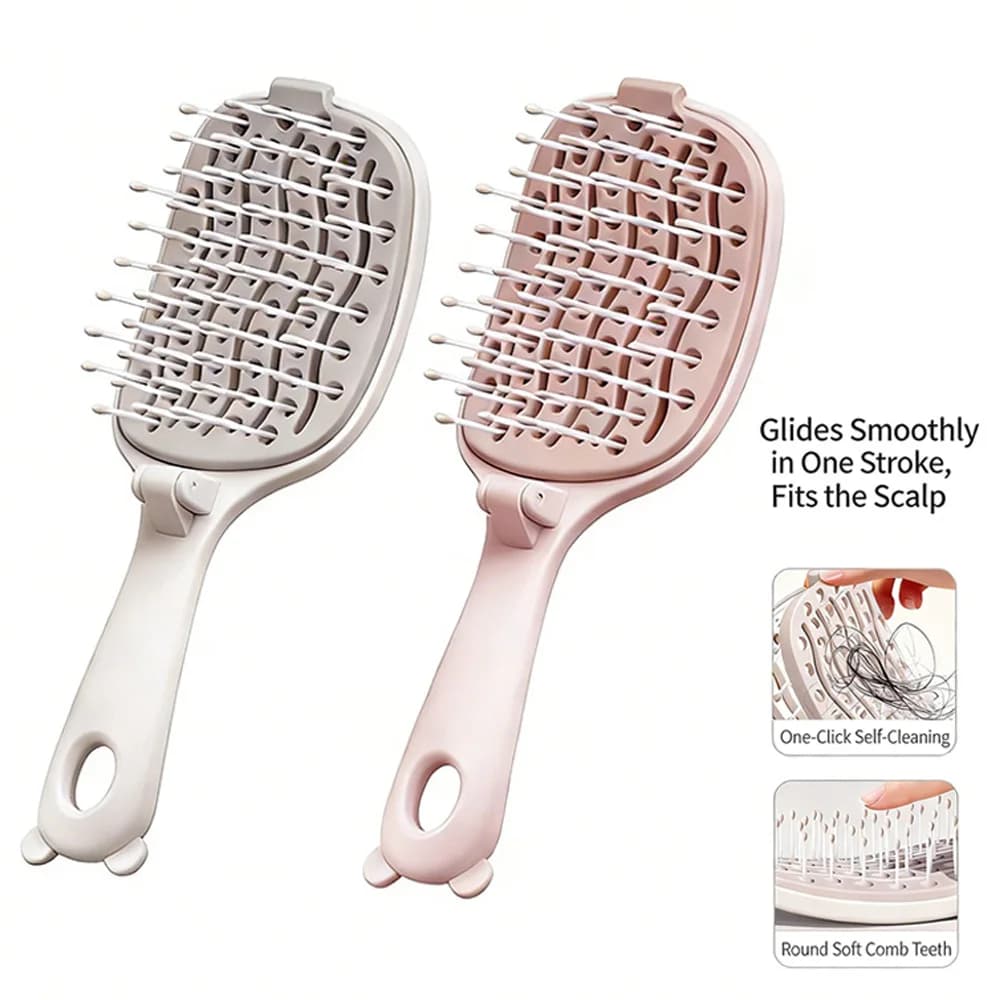 Spazzola Antistatica Massaggiante Autopulente con Rete di Protezione, Spazzola per Capelli da Salone, Pettine Massaggiante per Cuoio Capelluto, Spazzola con Cuscino d'Aria