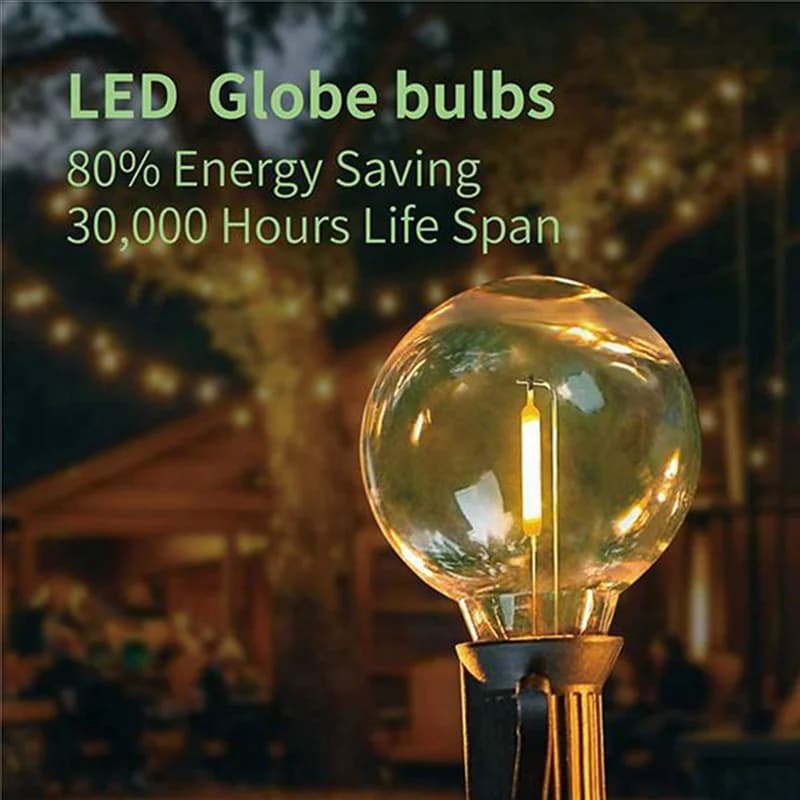 ABUP-30 Pz G40 Lampadine di ricambio a LED, Base a vite E12 Lampadine a globo LED infrangibili per luci a corda solare Bianco caldo
