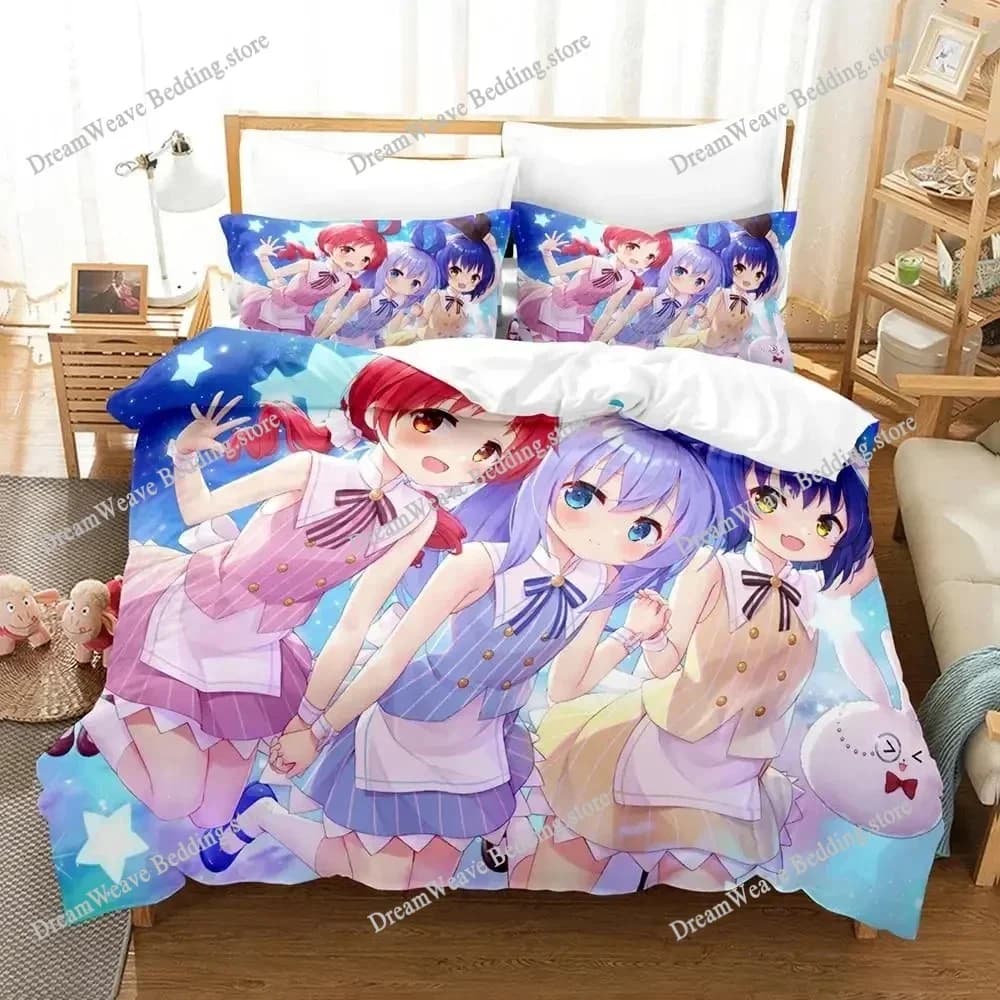 Home Textile Cartoons Is The Order A Rabbit Cover Duvet Cover Pillow Case Boy Girl Polyester Bedding Set King Queen Twin Size963