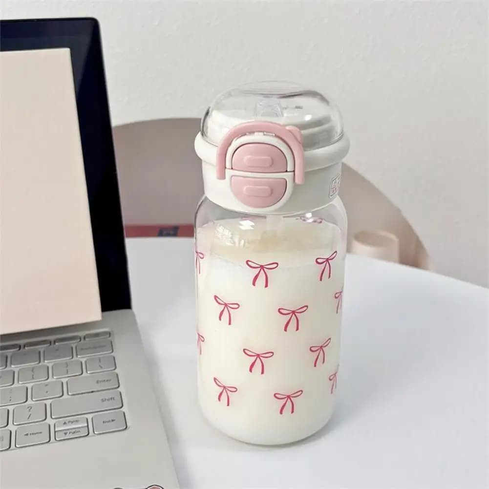 Adorable Leakproof BPA Free Water Bottle with Straw Pop-Up Lid Cute Travel Drinkware for Adults