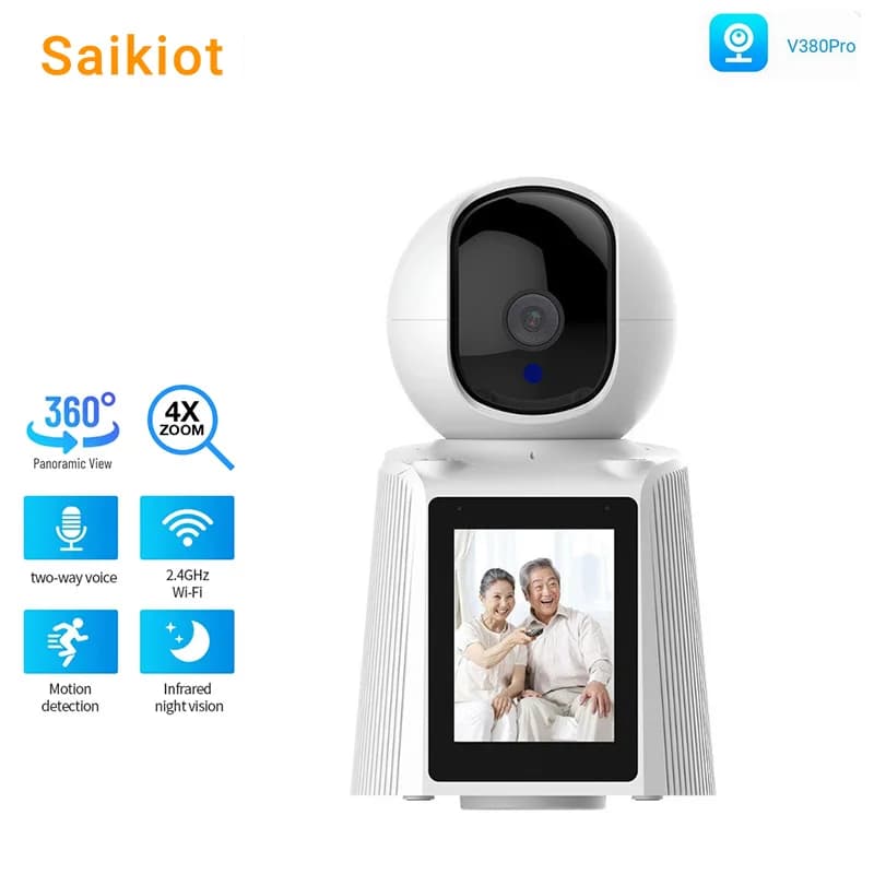 Saikiot V380 Pro 2MP 1080P Wireless Baby Monitor Camera con schermo da 3 pollici Auto Tracking 360 WIFI videochiamata Baby PTZ Camera