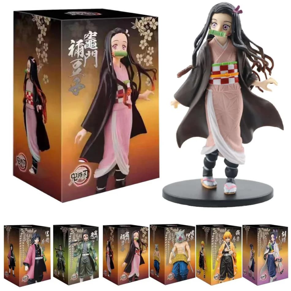 Anime 16 centimetri Demone Slayer Figura Kamado Tanjirou Nezuko Action Figures PVC Modello Giocattoli Zenitsu Figurine Inosuke Kimetsu No Yaiba