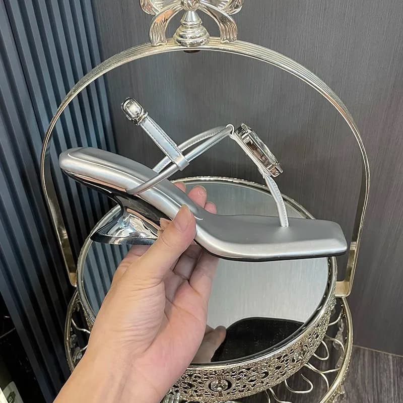 Jewel One Strap Sandals, New Summer Collection, Square Toe, Clip-Toe, Anti-slip, Special Heel, Women's Shoes