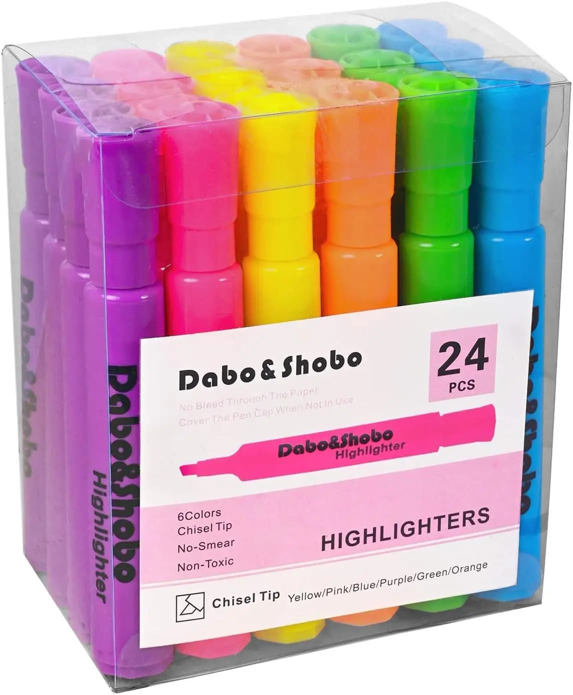 Set di 24 Evidenziatori Colorati, Inchiostro Liquido ad Asciugatura Rapida, Resistente allo Sbiadimento per Uso in Aula, Ufficio e Negozio